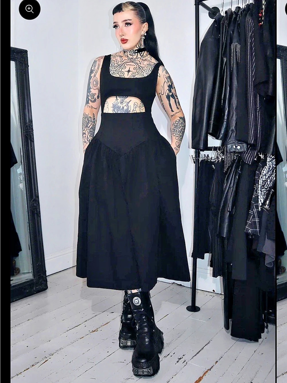 Love Too True Black Bury Me Dress Black Midi Medium NWT